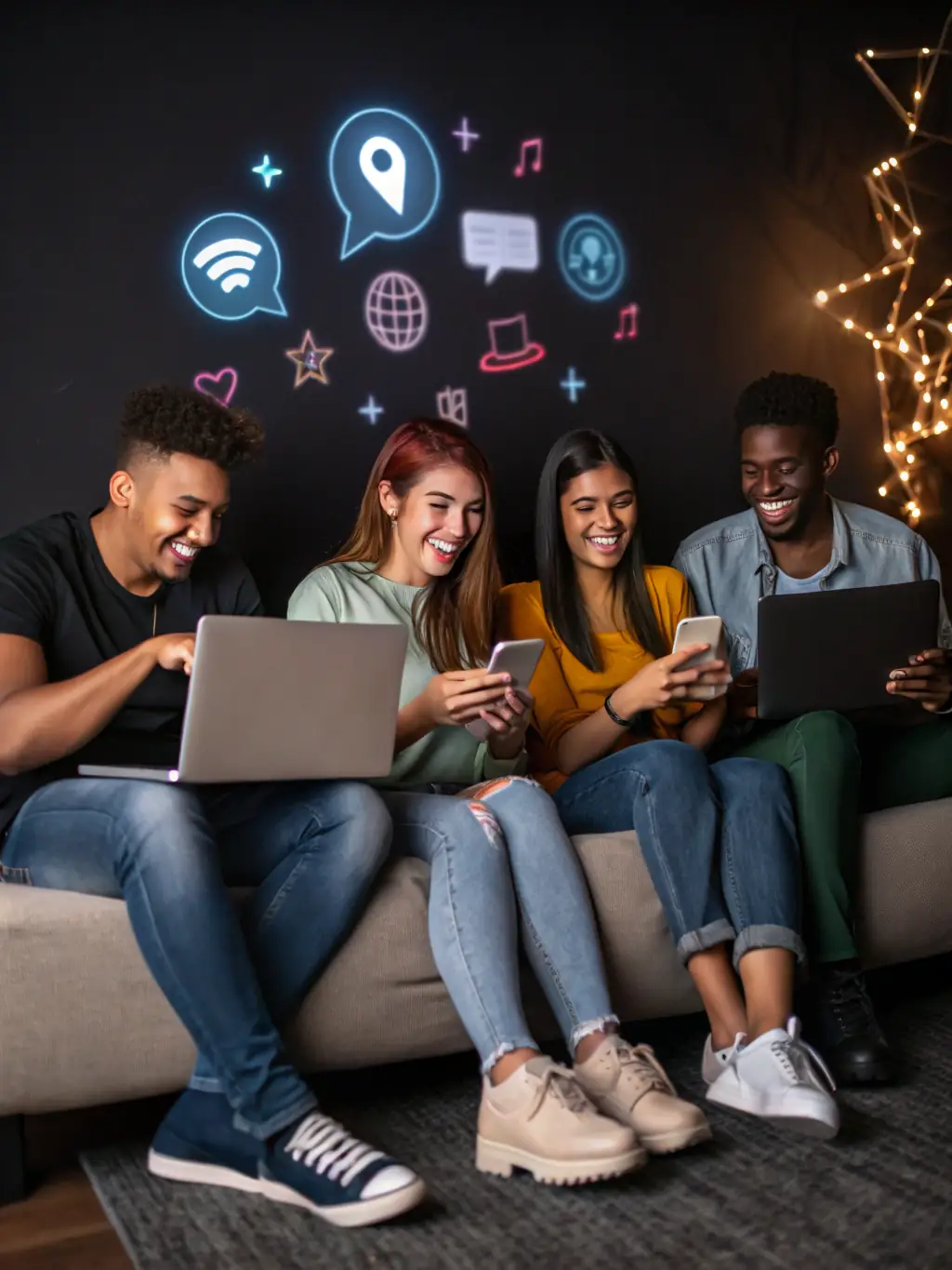 A group of users interacting within the 9·1 Watch Short Videos platform, showcasing lively discussions and shared experiences in a modern, digital setting.